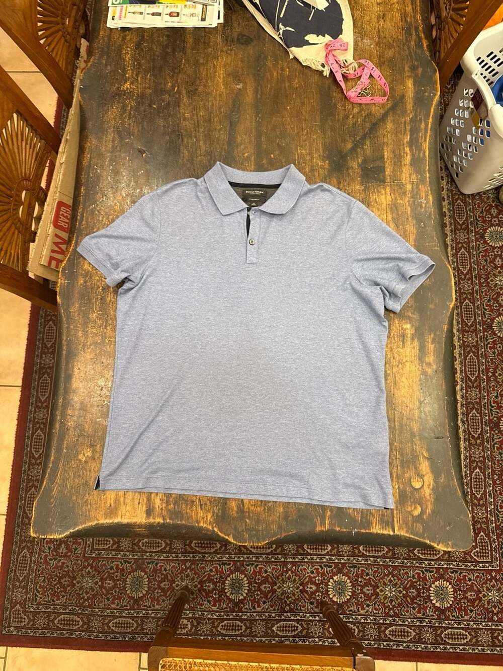 Banana Republic Men's Luxury Touch Standard Fit Polo Shirt Light Blue Heather XL